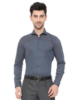 navy blue cotton formal shirt - 15608602 - Standard Image - 1