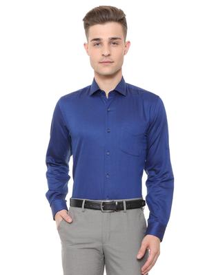 blue cotton formal shirt - 15608605 - Standard Image - 1