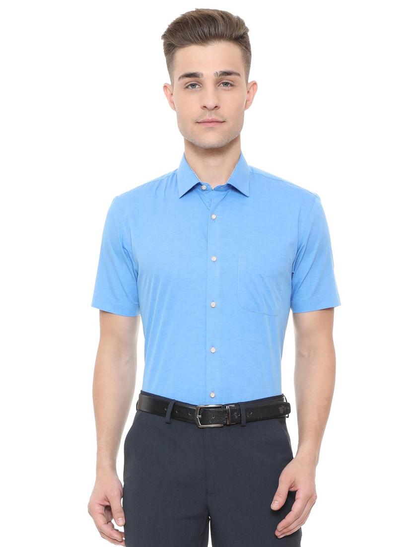blue cotton blend formal shirt - 15608613 - Zoom Image - 1