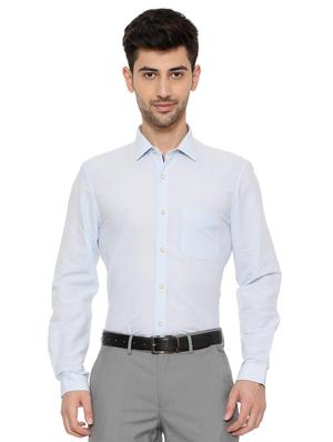 blue cotton blend formal shirt - 15608616 - Standard Image - 1