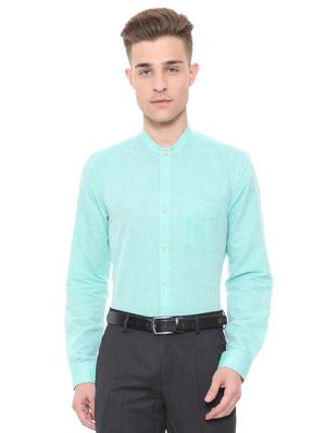 blue cotton blend formal shirt - 15608617 - Standard Image - 1