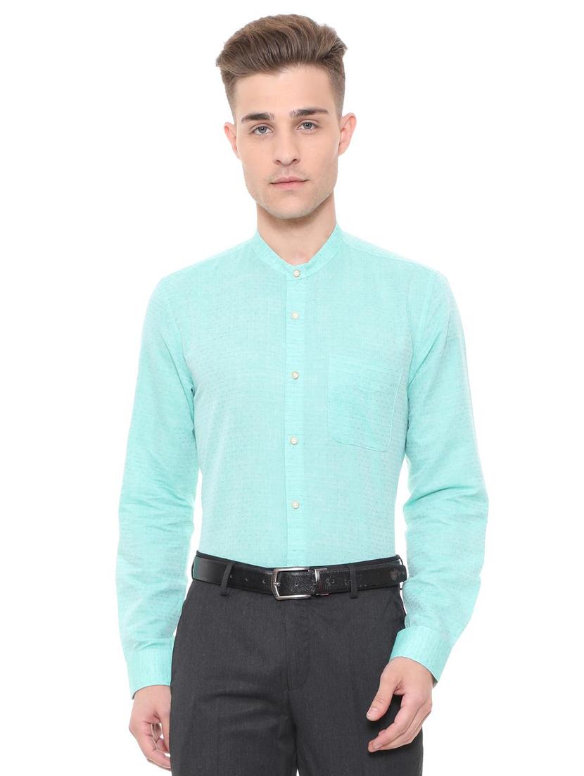 blue cotton blend formal shirt - 15608617 - Zoom Image - 1
