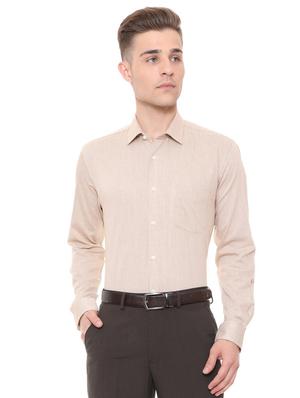 brown cotton blend formal shirt - 15608618 - Standard Image - 1