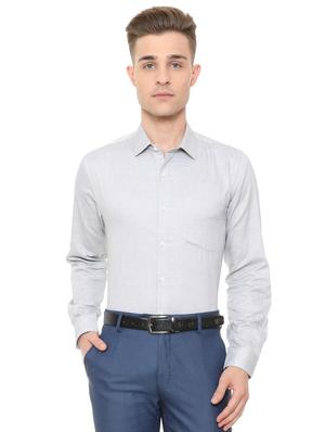 grey cotton blend formal shirt - 15608619 - Standard Image - 1