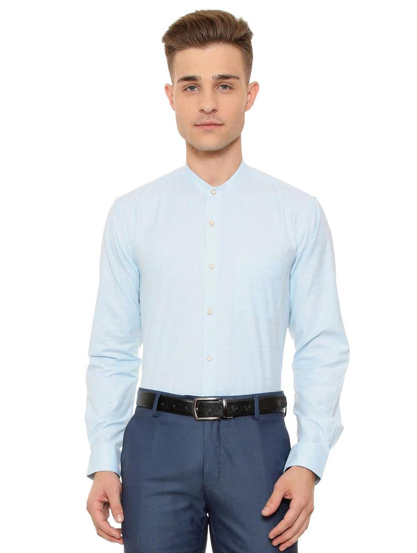 blue cotton blend formal shirt - 15608620 - Zoom Image - 1