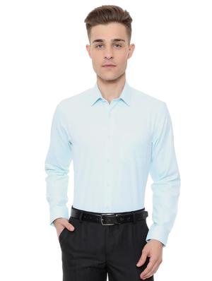 blue cotton blend formal shirt - 15608629 - Standard Image - 1