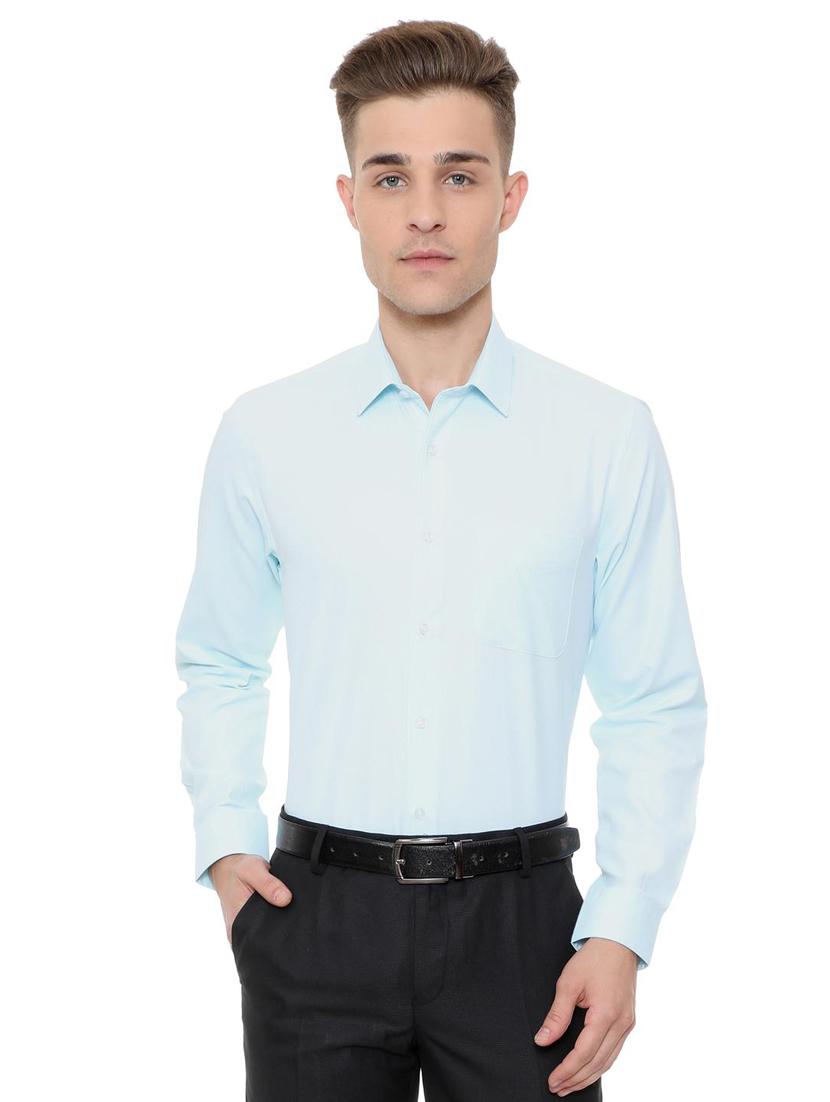 blue cotton blend formal shirt - 15608629 - Zoom Image - 1