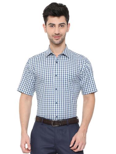 blue cotton blend formal shirt - 15608640 - Very Small Image - 1