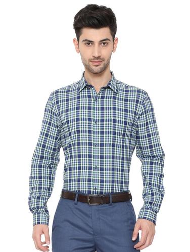 blue cotton blend casual shirt - 15608649 - Very Small Image - 1