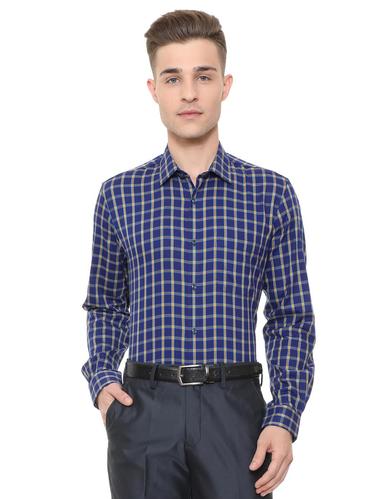 blue cotton blend casual shirt - 15608651 - Very Small Image - 1