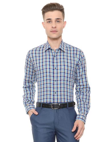 blue cotton blend casual shirt - 15608652 - Very Small Image - 1