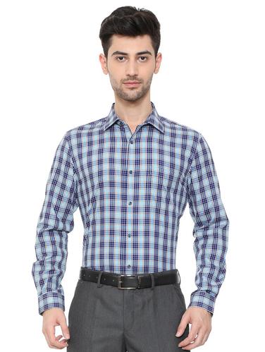 blue cotton blend casual shirt - 15608653 - Very Small Image - 1