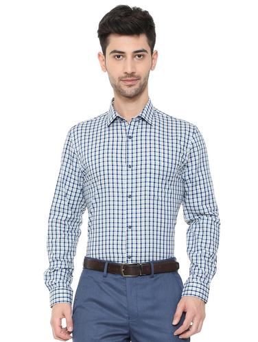blue cotton blend formal shirt - 15608654 - Very Small Image - 1