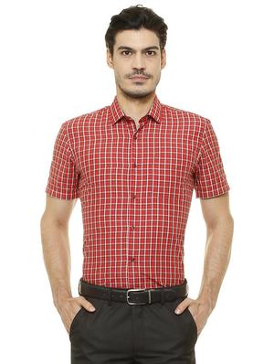 red cotton blend casual shirt - 15608684 - Standard Image - 1