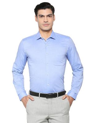 blue cotton blend formal shirt - 15608688 - Standard Image - 1