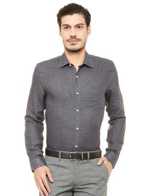 grey linen formal shirt - 15608716 - Standard Image - 1
