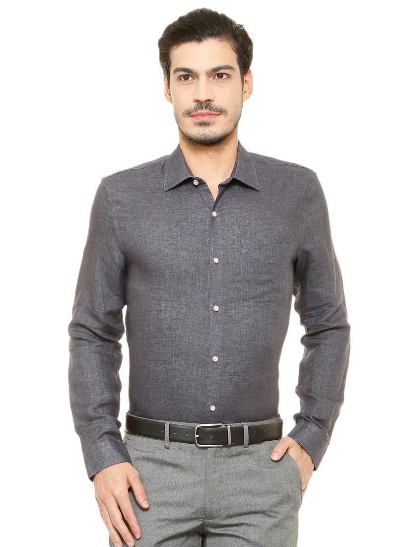 grey linen formal shirt - 15608716 - Zoom Image - 1