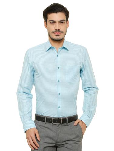 blue cotton blend formal shirt - 15608718 - Very Small Image - 1