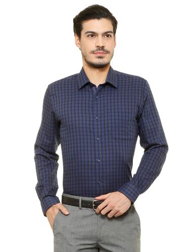 blue cotton blend formal shirt - 15608719 - Very Small Image - 1