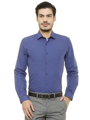 blue cotton blend formal shirt - 15608742 - Standard Image - 1