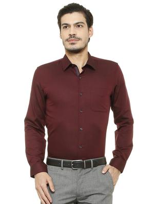 red cotton blend formal shirt - 15608744 - Standard Image - 1