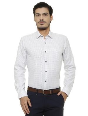white cotton blend formal shirt - 15608800 - Standard Image - 1