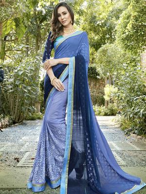 Ditsy floral embroidered saree with blouse - 15608810 - Standard Image - 1