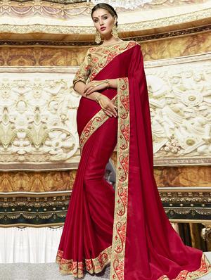 Ditsy floral lace bordered saree with blouse - 15608825 - Standard Image - 1