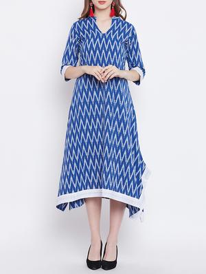 Indigo chevron a-line dress - 15608839 - Standard Image - 1