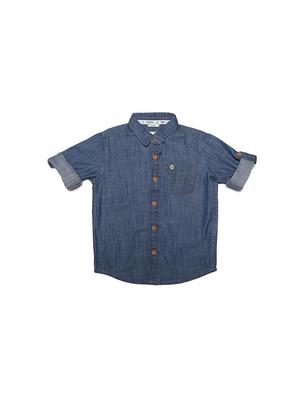 blue cotton blend shirt - 15608875 - Standard Image - 1