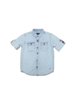 blue cotton blend shirt - 15608887 - Standard Image - 1