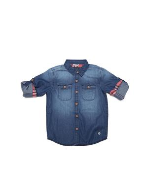 blue cotton blend shirt - 15608889 - Standard Image - 1