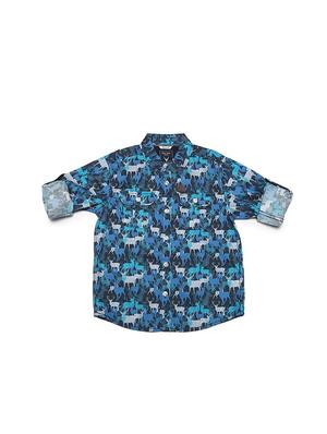 blue cotton blend shirt - 15608902 - Standard Image - 1