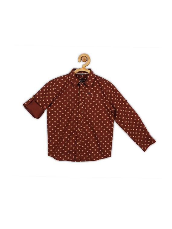 brown cotton blend shirt - 15608974 - Zoom Image - 1