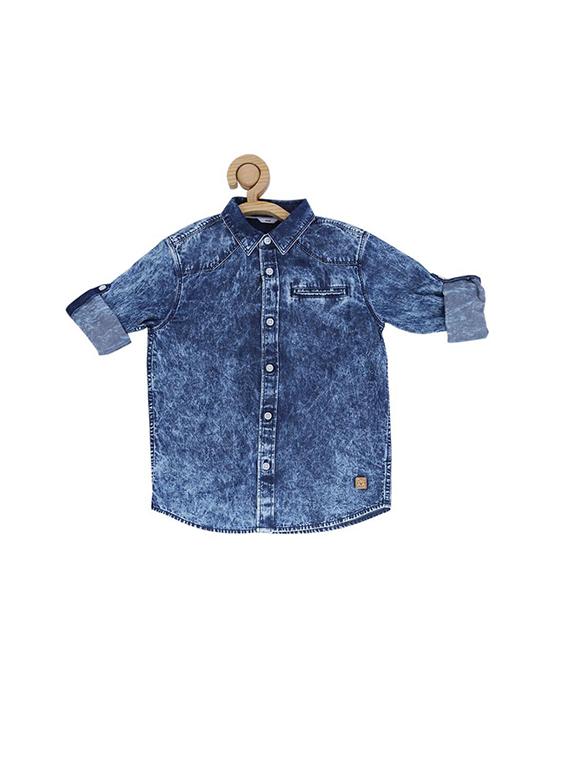 blue cotton blend shirt - 15609005 - Zoom Image - 1