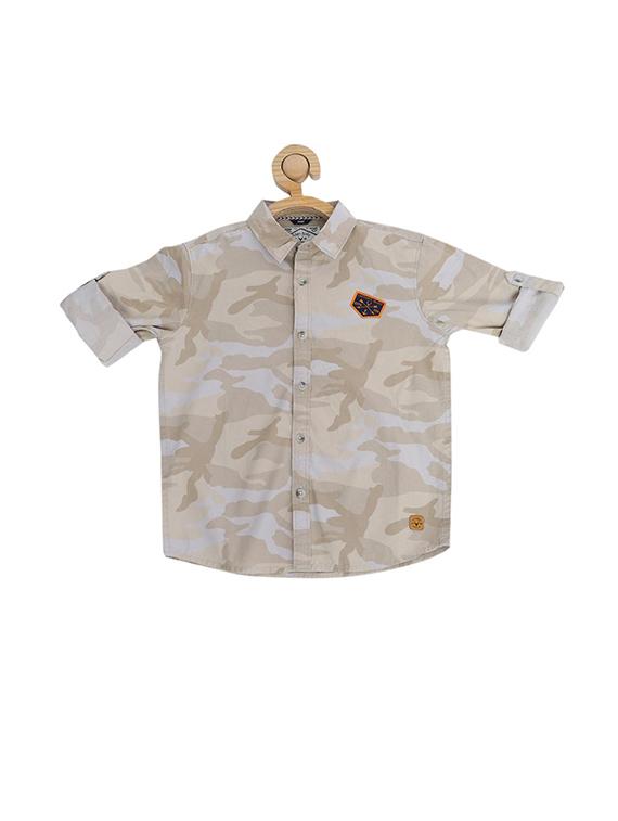 brown cotton blend shirt - 15609010 - Zoom Image - 1