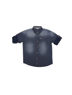 blue cotton blend shirt - 15609032 - Standard Image - 1