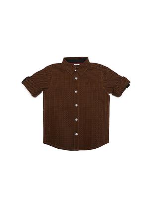 brown cotton blend shirt - 15609050 - Standard Image - 1