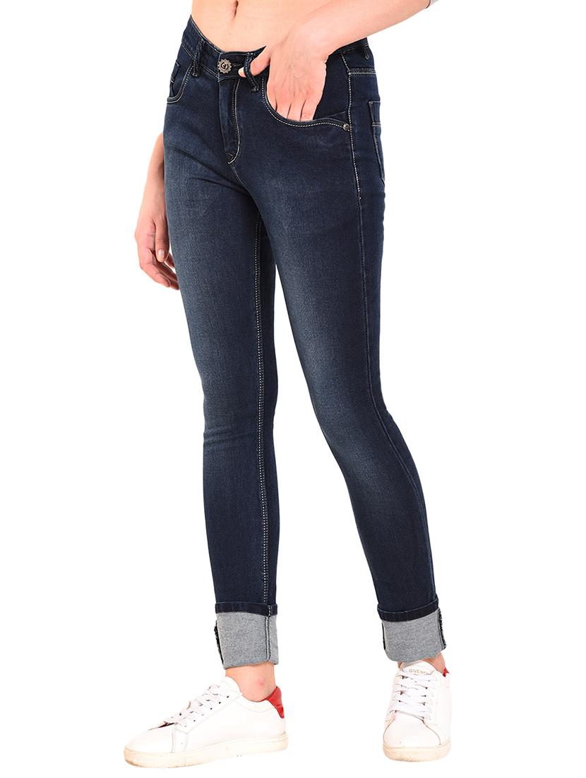 turn-up hem stone washed jeans - 15609179 - Zoom Image - 2