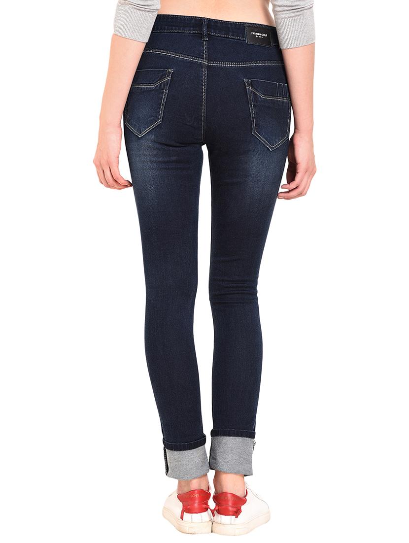 turn-up hem stone washed jeans - 15609179 - Zoom Image - 3