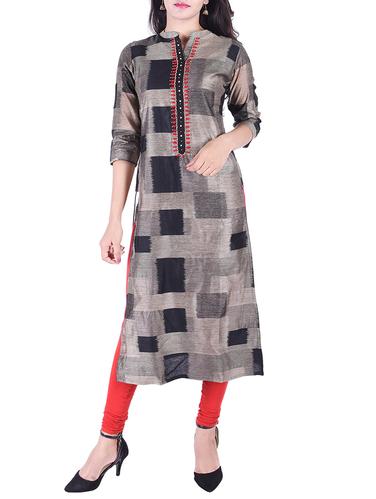 Checkered straight kurta - 15609203 - Very Small Image - 1