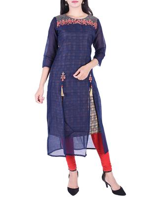 Embroidered layered kurta with tassels - 15609207 - Standard Image - 1