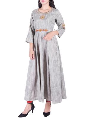Embroidered flared kurta - 15609208 - Standard Image - 1