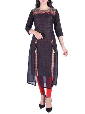Embroidered layered kurta with tassels - 15609210 - Standard Image - 1