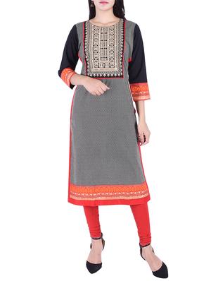 Embroidered yoke straight kurta - 15609215 - Standard Image - 1