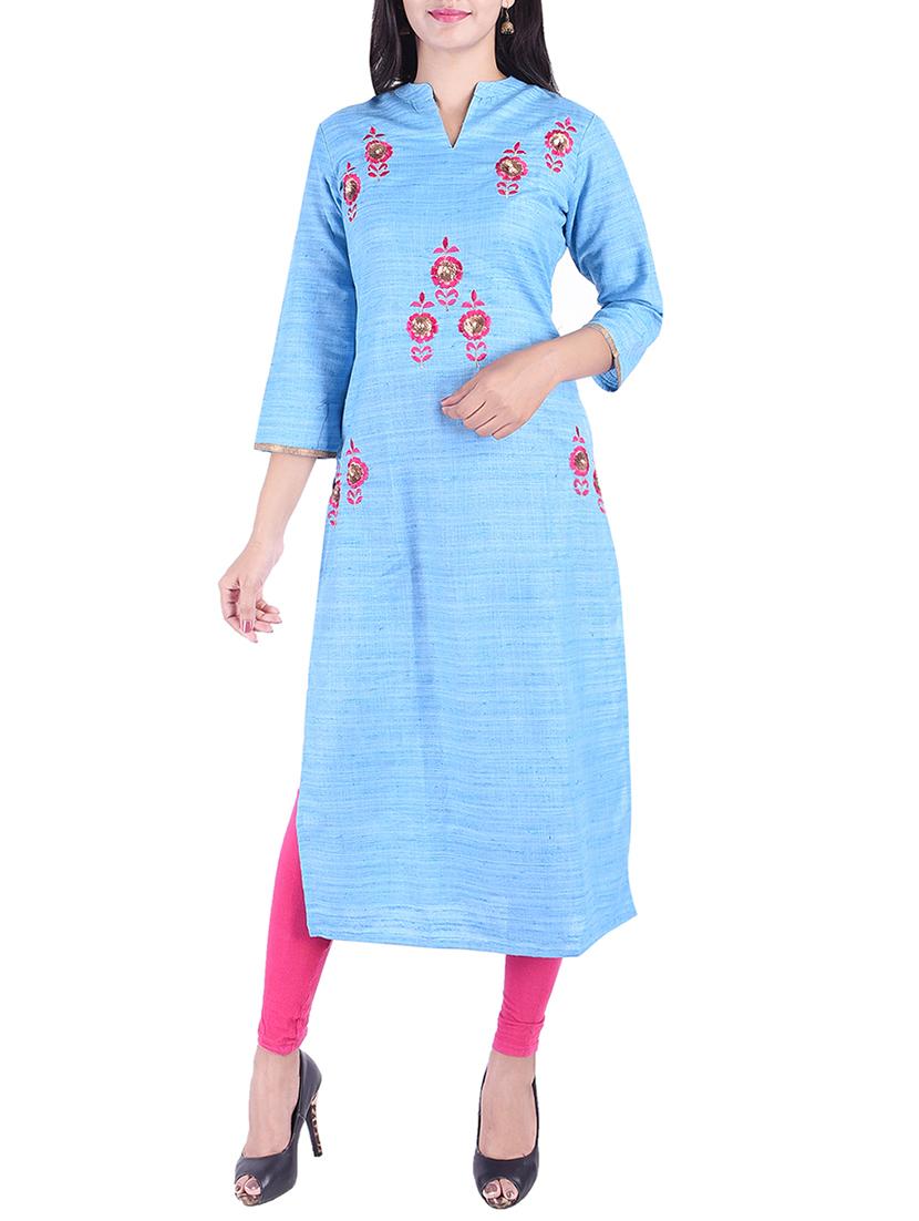 Embroidered straight kurta - 15609223 - Zoom Image - 1