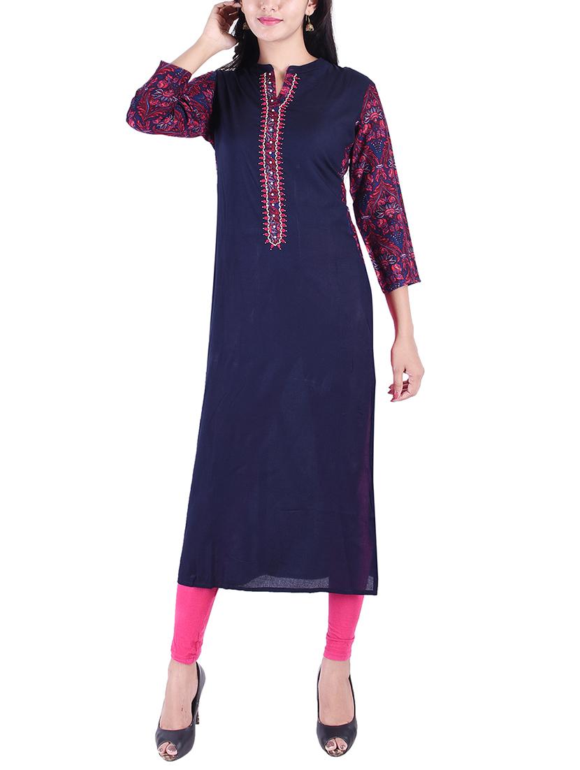 Embroidered straight kurta - 15609224 - Zoom Image - 1