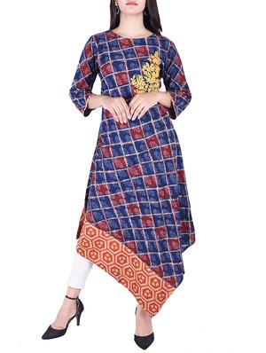 Asymmetric checkered kurta - 15609227 - Standard Image - 1