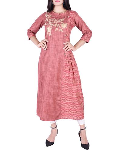 A-line embroidered kurta - 15609228 - Very Small Image - 1
