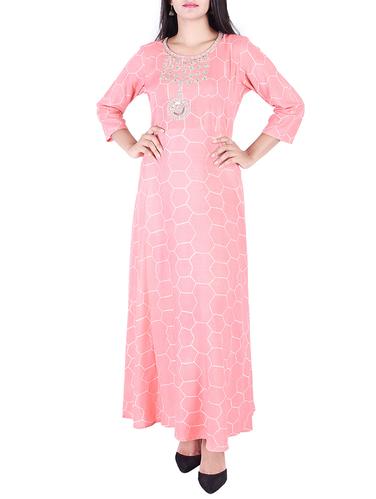 Embroidered a-line kurta - 15609230 - Very Small Image - 1